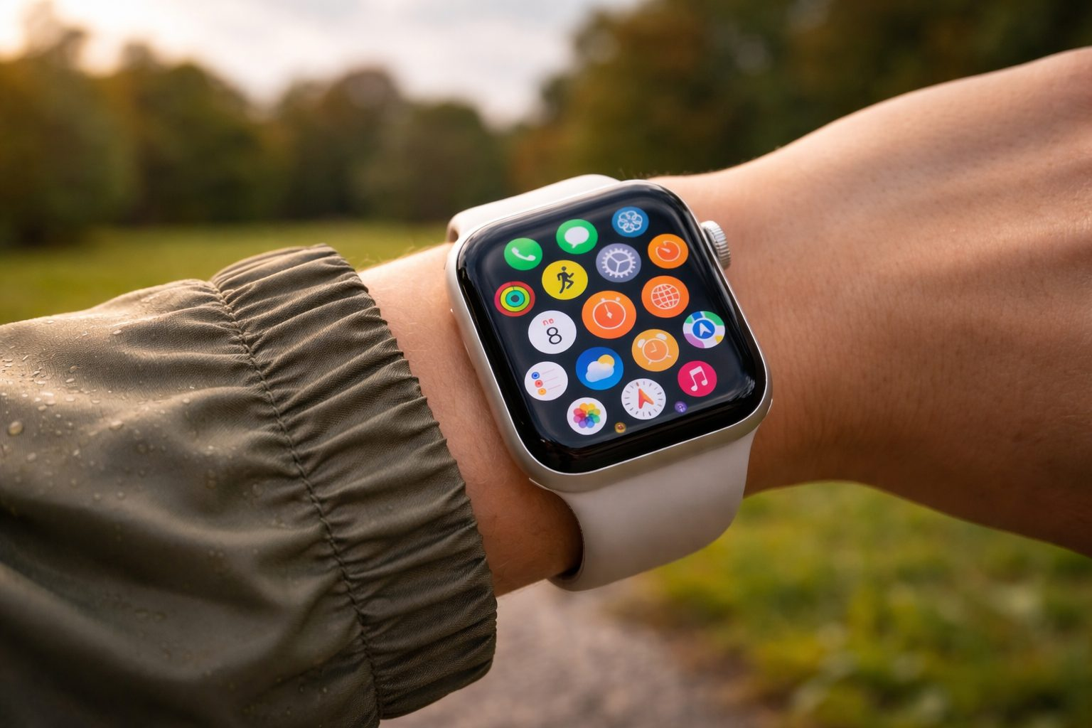 Hand wearing apple watch